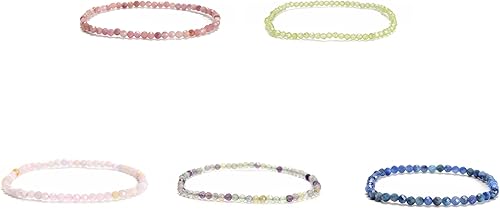 JM Design Pulsera de cuentas redondas facetadas de fluorita 02 de 0.157 in, 7.5 pulgadas de longitud