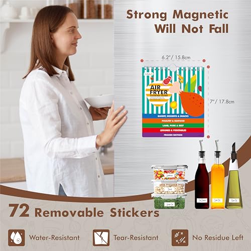 Magnetic-Air-Fryer-Cheat-Sheet-Air-Fryer-Cooking-Guide-Booklet-with-72-Removable-Blank-Labels-Cooking-Time-Temp-Chart-Recipe-Guide-for-Quick-Reference Magnetic Air Fryer Cheat Sheet Air Fryer Cooking Guide Booklet with 72 Removable Blank Labels Cooking Time Temp Chart Recipe Guide for Quick Reference