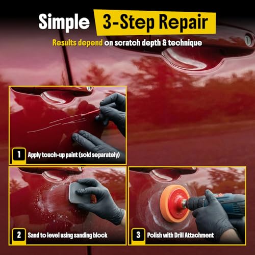 Image of Carfidant Scratch and Swirl Remover - Car Scratch Remover for Vehicles Paint - Polishing Compound for Cars - Paint Restorer Kit with Pad, Microfiber and Sanding Block