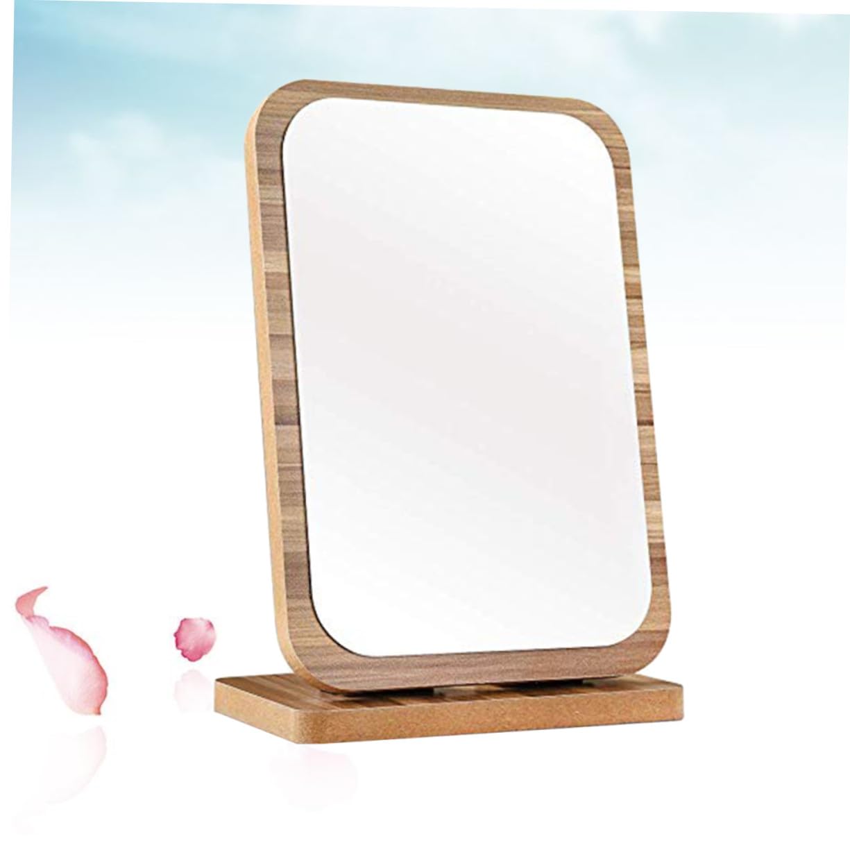 Espejo de Maquillaje Plegable de Madera Grande para Escritorio Espejo Cosmético Vertical con Diseño Sencillo y Área de Reflejo