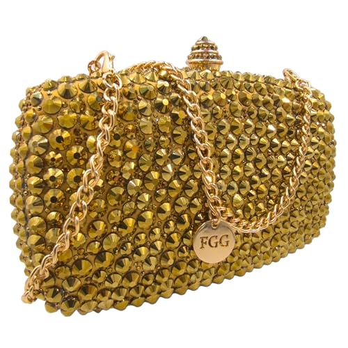 Image of Boutique De FGG Mini Crystal Clutch Purse for Women Formal, Spikes Rhinestone Clutch Evening Bag, Wedding Party Handbag