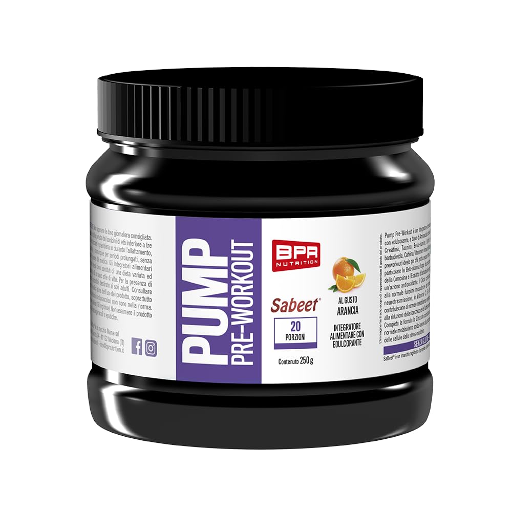 BPR Nutrition - PUMP PRE-WORKOUT 250 g con Caffeina - Booster preworkout ideale per chi pratica sport intensi