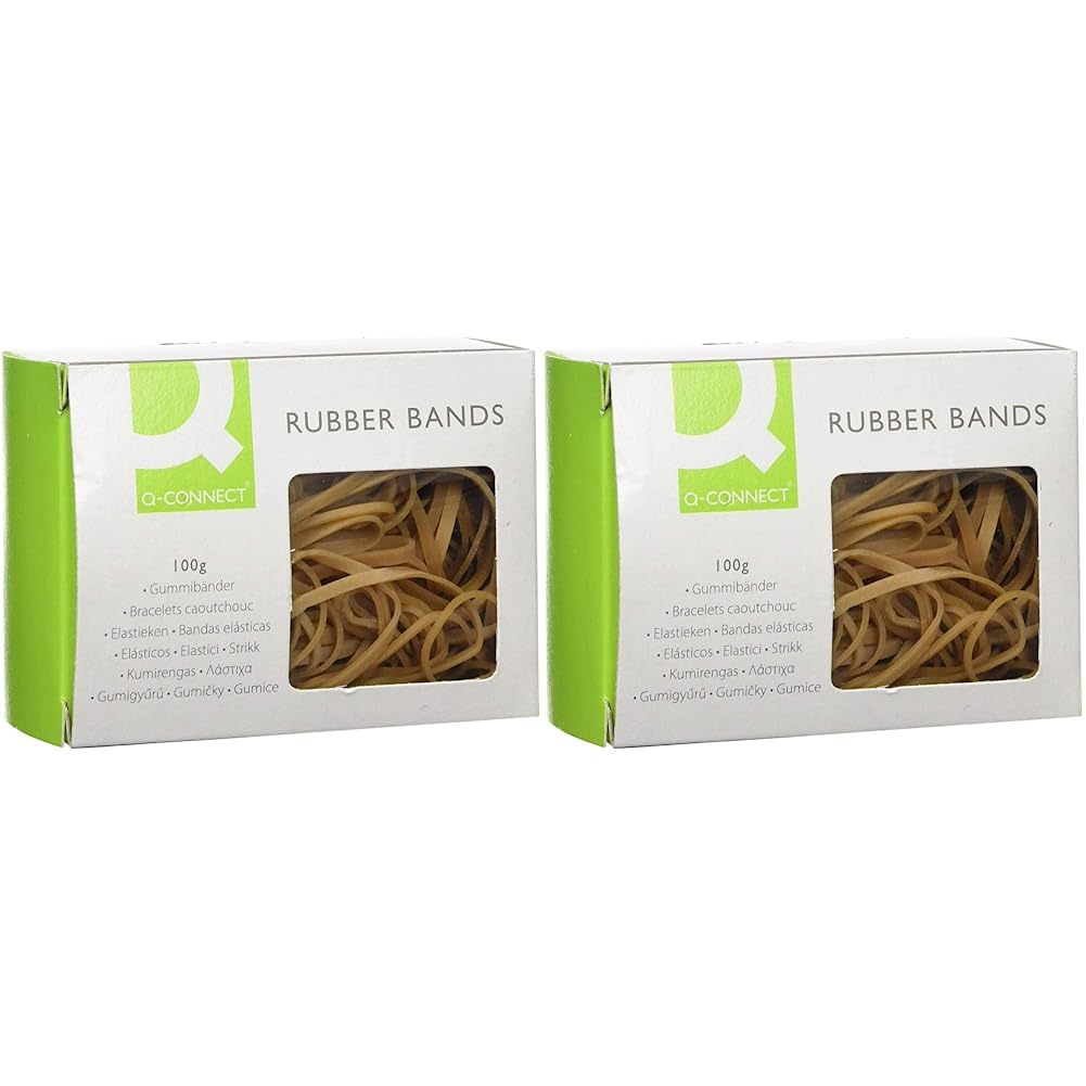 Q-Connect Assorted Rubber Bands, 100 g,Green (Pack of 2)