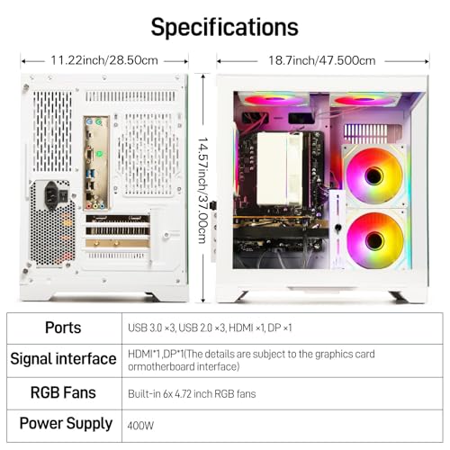 Image of Gaming PC Desktop Computer - Ryzen 5 4500, Radeon RX 6500XT 4GB, 16GB DDR4 RAM, 512GB NVME SSD, Prebuilt Tower for 1080P Gaming, Streaming, School & Home Office (White)