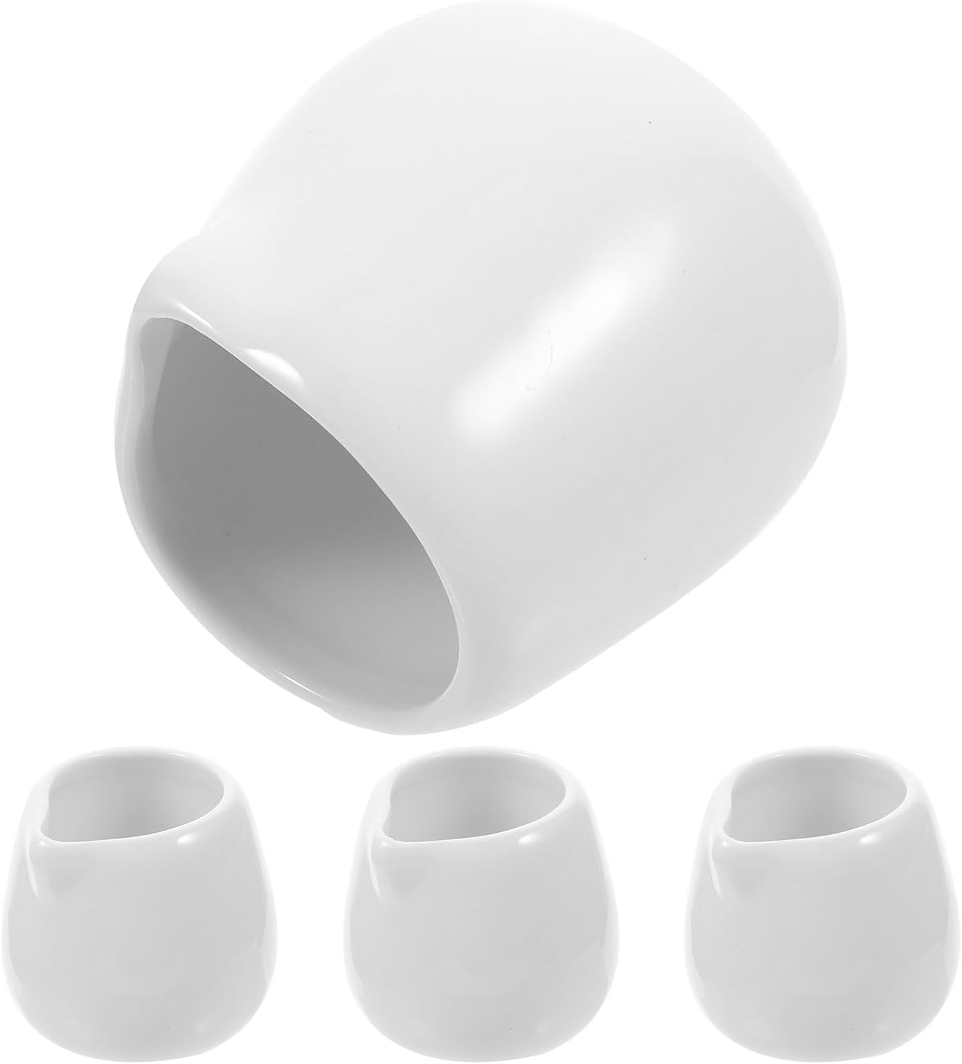 4 Piece Ceramic Milk Gravy Boat Set with Spout, 50ml White