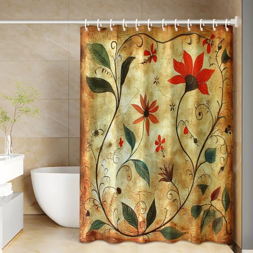Rideau de douche polyester imperméable lavable avec 12 crochets