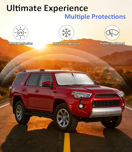 Image of Windshield Sun Shade for Toyota 4Runner 2010-2025 Accessories | Car Front Window Sun Visor & Heat Shield | 240T Sunshade Protection Blocks UV Rays Keep Your Car Cooler