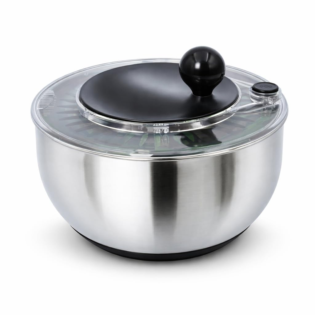 Essoreuse à salade en acier inoxydable de 5,28 l – Passoire à fruits – Essoreuse à salade idéale pour la maison et la cuisine – Essoreuse à laitue – Comprend une trancheuse à légumes