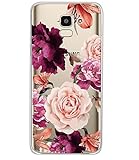 BAISRKE Galaxy J6 2018 Case, Galaxy J6 Case with Flowers Slim Shockproof Clear Floral Pattern Soft Flexible TPU Back Cove for Samsung Galaxy J6 2018/J600 [Purple Flowers]