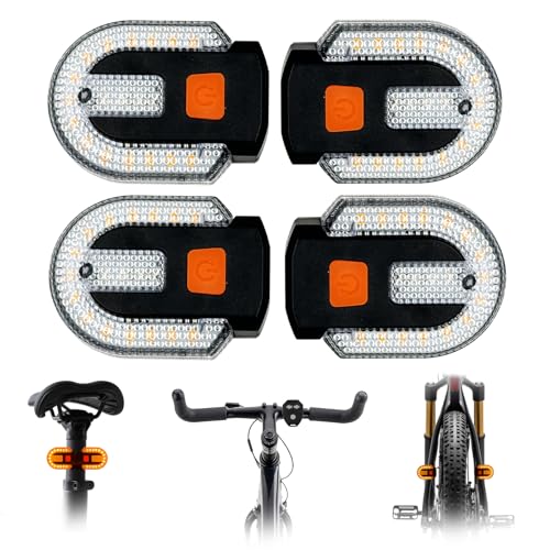 Bike Tail Light with Turn Signal Bicycle Turn Signals Rear Bike Light Remote Control USB Rechargeable Split 5 Modes Waterproof Bike Taillights Can be Mounted on Front and Rear (4 PCS)