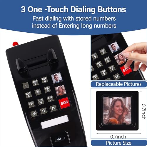 Image of Retro Wall Phone for Home, Landline Vintage Wall Mount Phone with Volume Adjustable & 3 One-Touch Dialing for Seniors, Old Telephone Phones with Mechanical Ringer Indicator for Elderly, Black