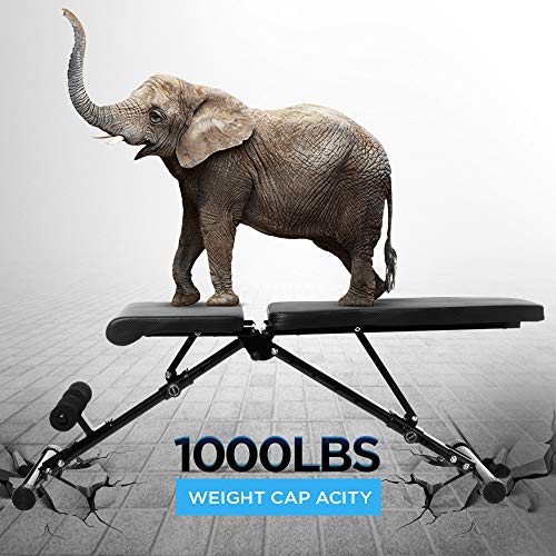 Adjustable Workout Bench, Utility Weight Bench for Home Gym Incline Decline Bench for Full Body Workout 1000lbs (Upgraded Version)