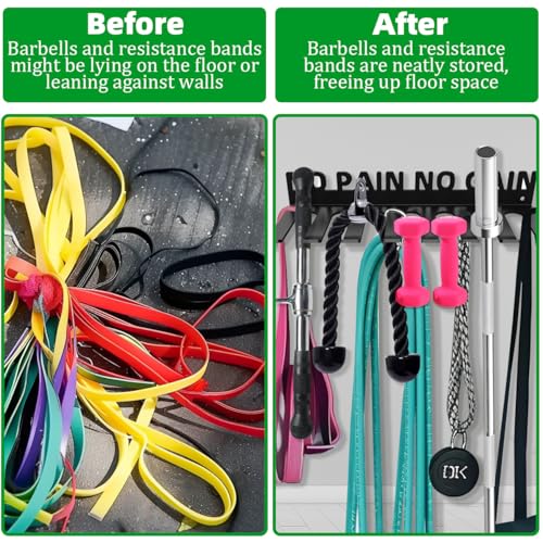 Home Gym Accessories Organization Storage Rack Equipment For Home 8 Hook Wall Hanger Display Gear Barbells Resistance Bands Jump Ropes Lifting Belt Hanger Accessories Hardware Included NO PAIN NO GAIN by Sahans - Image 3