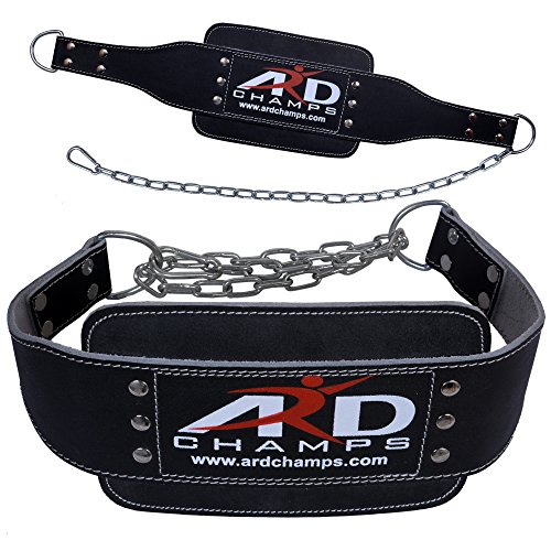 ARD Heavy Duty Leather weight lifting Dipping belt with chain BLACK