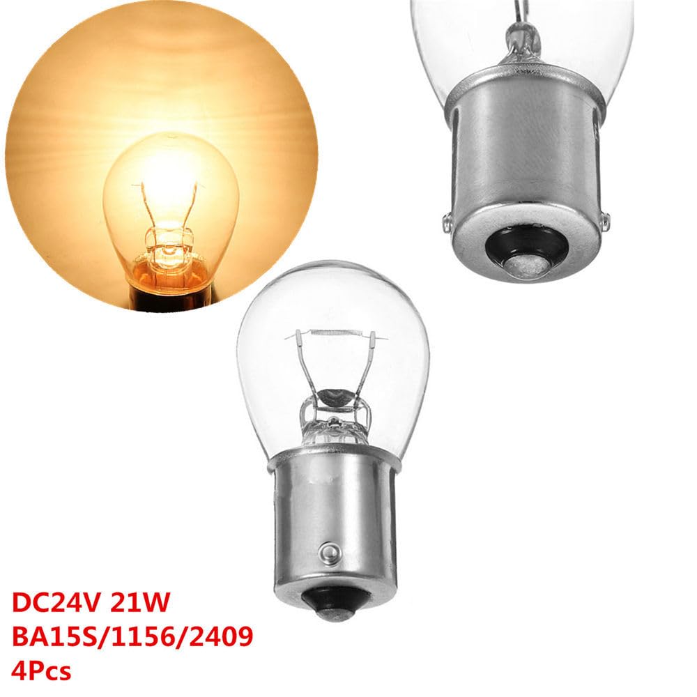 67 Led Bulb 4x 24V 10W R10W G18 Halogen Bulbs - BA15S Base Clear Glass ...