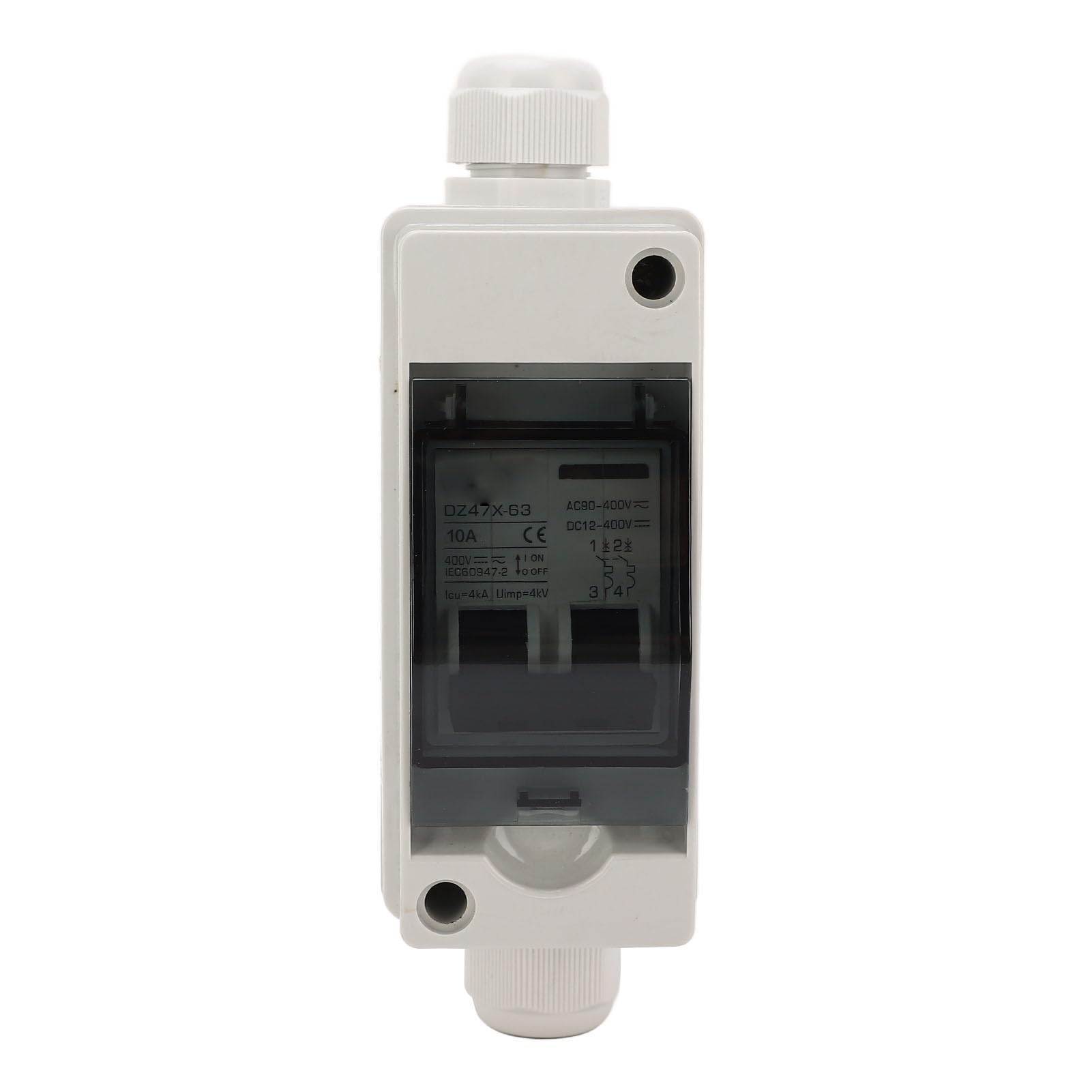 Sezionatore solare e interruttore automatico miniaturizzato da 10 A per impianti fotovoltaici - DC 12-400 V e AC 90-400 V - Custodia impermeabile IP65 con guida DIN e
