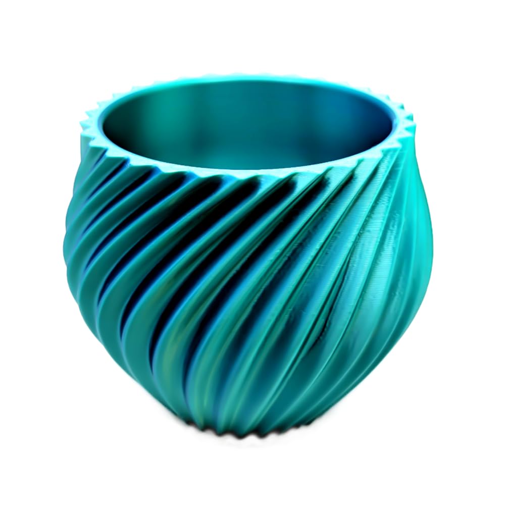 Househive Small Swirling Plant Pot (Silk Green-Blue)