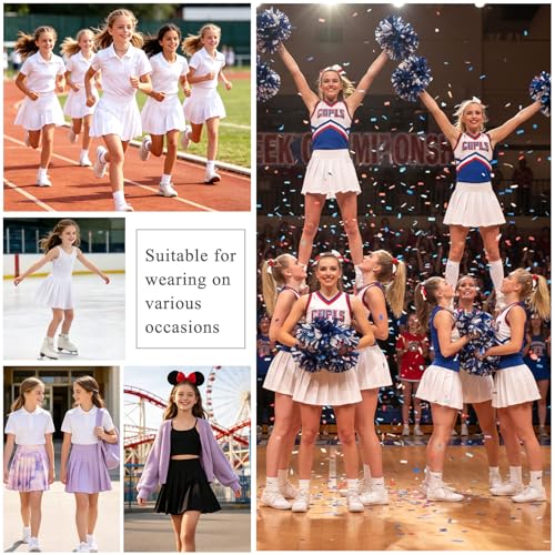 Image of Bezioner Girls Tennis Skirt A-Line Pleated Skirt with Shorts Pocket Uniform Skort for Golf Athletic Cheerleading
