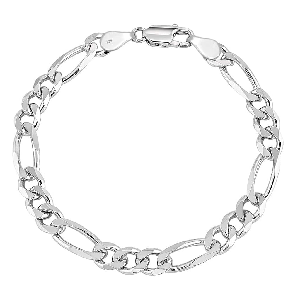 Solid 925 Sterling Silver Unisex Figaro Link Chain Bracelet | BIS Hallmarked Italian 4MM Diamond-Cut Figaro Chain Bracelet for Women Men (7, 7.5, 8, 8.5, 9 Inches)-image-12