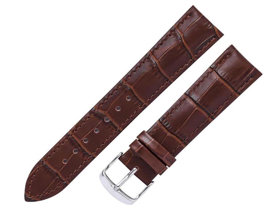 AROA 24mm Genuine Leather Watch Band Strap Padded Classic Stainless Steel PIN Buckle for Men and Women Multi Colour And Patten (Choose The Size) (Brown Croco Patten) (B0DJ2NWLC2) Amazon Price History, Amazon Price Tracker