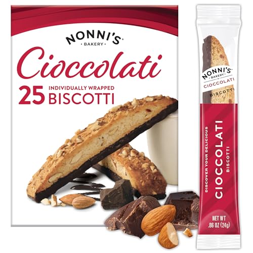 Nonni's XL Chocolate Biscotti Dark Chocolate Almond Cioccolati Cookies – Individually Wrapped Italian Coffee Snack, Crunchy Twice-Baked, Value Pack, 33.25oz Carton