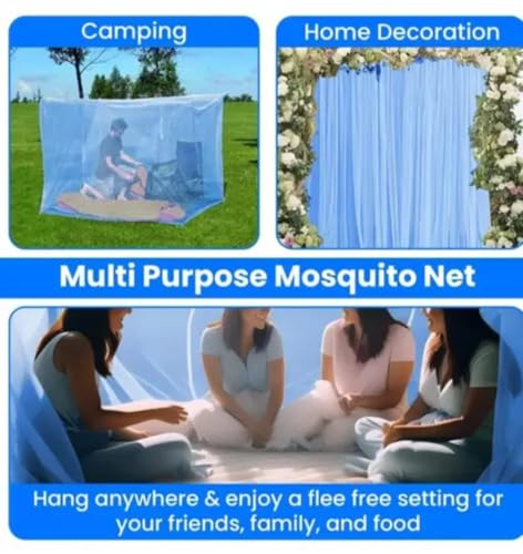 Image of Blemy Foldable Mosquito Net (Machhardani) for King Size Bed (Blue, 7x7 ft) | Strong, Breathable & Lightweight | Easy Setup, Durable & Portable | Full Protection for Home & Travel.