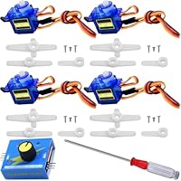 JYUDAUFU 4 Stück 9g 360° Mikro-Servomotor mit Servotester mit Mini-Schraubendreher, für RC-Spielzeug/Roboter/Modellflugzeug, intelligenter Autohubschrauber/für Arduino/für Raspberry Pi/DIY