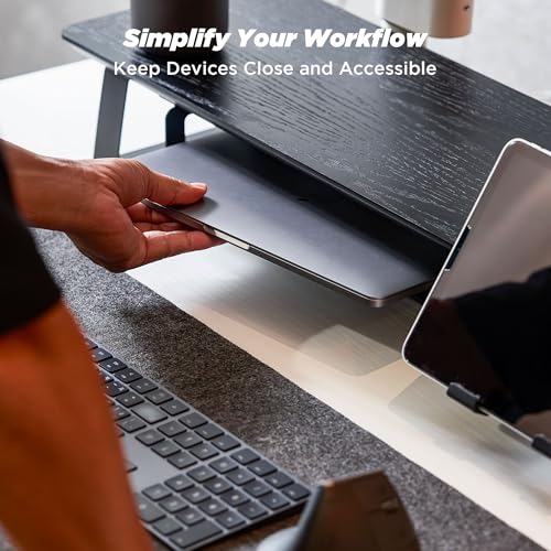 Image of ULTRARM Moodular Storage Tray Add-On for Slide Rails, Do Not Use Alone | Accessory Only, Steel with Felt Lining, Anti-Scratch, Custom-Fit Positioning, Clutter-Free Workspace, Black, MSA-TR