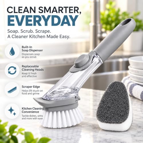 KitchVintalook Dish Wand Brush with Soap Dispenser - Image 6