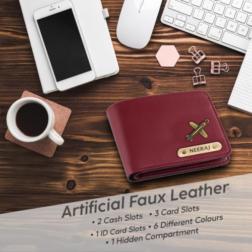 Image of Mens Leather Wallet and Keychain Combo Name Leather Wallet Keychain for Mens Personalized Wallet Keychain Set with Names Keychains for Men | Customised Gift Set for Men with Name & Charm, Tan