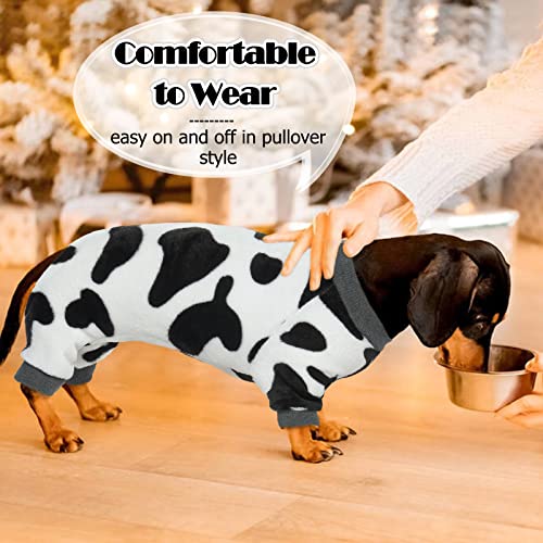 Dentrun Small Dog Winter Warm Clothes Funny Puppy Milk Cow Sweater Costumes, Small Breed Pets Dog Cat Onesies Soft Flannel Pajamas #TOP3