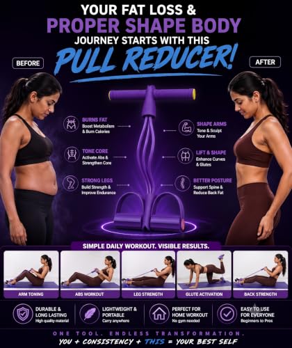 Image of Pull Reducer Bands 4 Tubes Body Pedal Exerciser Yoga Crossfit Exercise, Arm Exercise, Body Building Training Men and Women (Purple Pull Reducer)