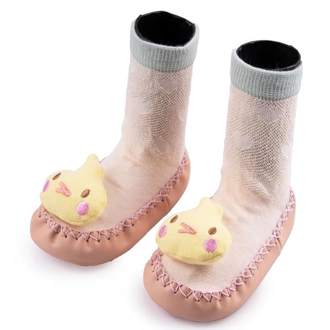 NCR FMART™ Unisex Kids Booties Anti Slip Cotton Socks Shoes for Baby Boy Girls Knitted Ankle Casual Socks Cum Shoe-image-0