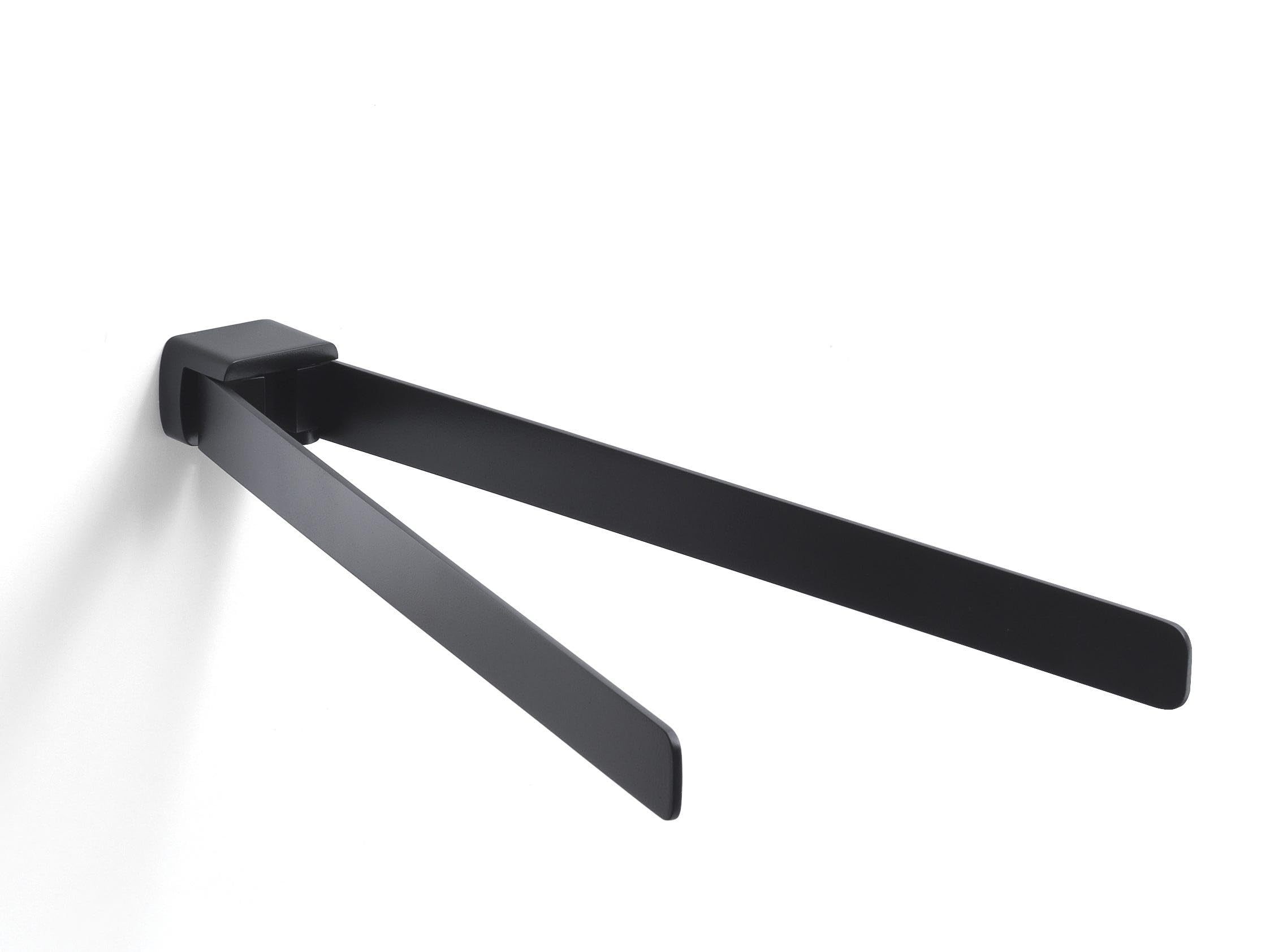 Kiamami Valentina - Porta Salviette Doppio a Snodo con Due Braccia | Accessorio Bagno Chic | Ottone Nero, 35 cm, Nero, Metallo