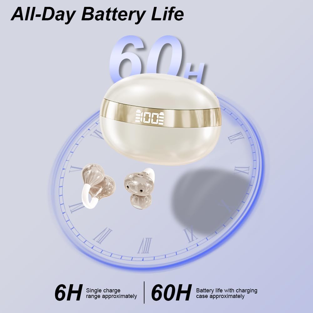 Cuffie a Clip Open-Ear Bluetooth Wireless, Bluetooth 6.0, Auricolari Sport con Clip Aperta, 60h Autonomia, Ricarica Rapida USB-C, Leggeri e Comodi da Indossare, Sport, Ufficio & Fitness, Bianco - 3