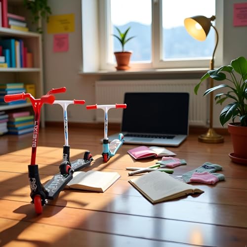 JENWUN 3 Stück Mini Roller mit Zwei Rädern, Mini Finger Skateboard, Kleiner Roller für Partygeschenke, Fingertraining