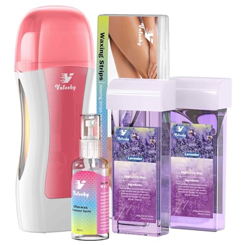Image of Roll on Waxing Kit, Roll On Wax kit for Hair Removal At Home, Waxing Kit for Women Men, with 2 Lavender Cartridges and 50 Wax Strips, Soft Wax Heater for Larger Areas of the Body