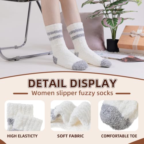 Image of Velice Womens Fuzzy Socks Soft Cozy Fluffy Slipper Winter Thick Warm Plush Sleeping Christmas Socks