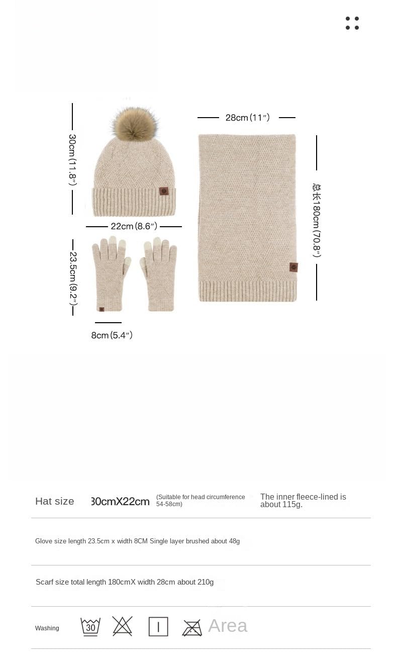 Mütze Warmer Hut, Schal, Handschuhe, Dreiteiliger Kaltsicherer Wollkugel Sowie Samtgestrickter Anzug-tibetergrüne DREI Sätze