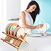 ROYAL CRAFT WOOD Bamboo 2 Tier Dish Drying Rack - Collapsible Dish Drainer Utensil Rack and Best Dish Holder for Kitchen Countertop