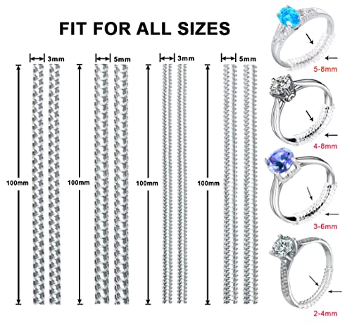 Image of Ring Sizers for Loose Rings, Invisible Size Adjuster Silicone, Guards Spacer Tightener Resizer Fitter for Women Men, Make Smaller Without Resizing Thick Band (Clear, 12)