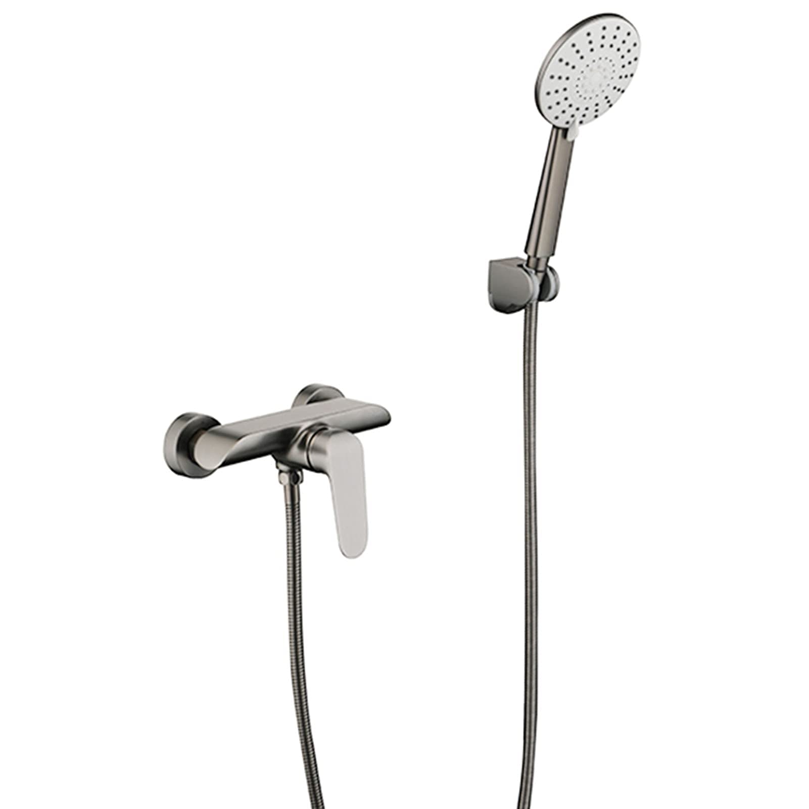 Robinet de Douche en Laiton Massif Gris Pistolet avec Mitigeur de Bain Mural Premium