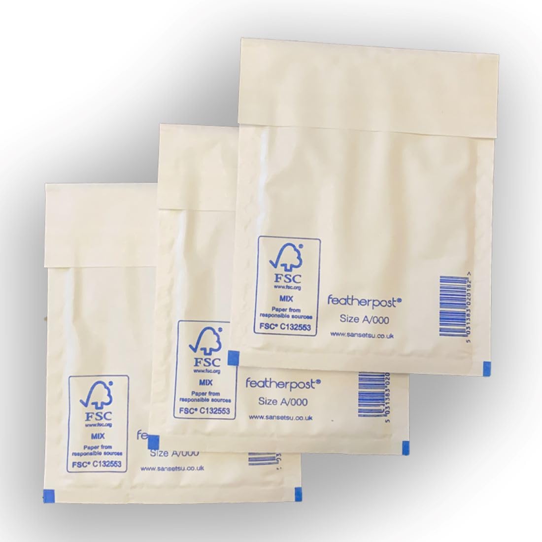 Featherpost Padded Mailers Envelopes A/000 to L/8 All Sizes and Quantities (White, A/000-1000pc)
