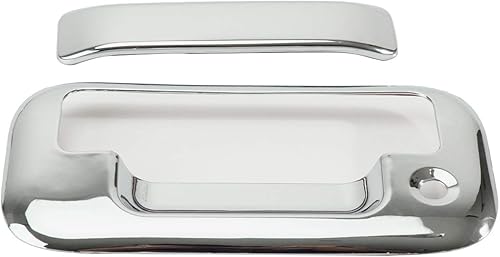 Miniatura 8 de 4 cubiertas cromadas para manijas de puerta con orificio para teclado y 1 cubierta para portón trasero con orificio para cerradura para Ford F150