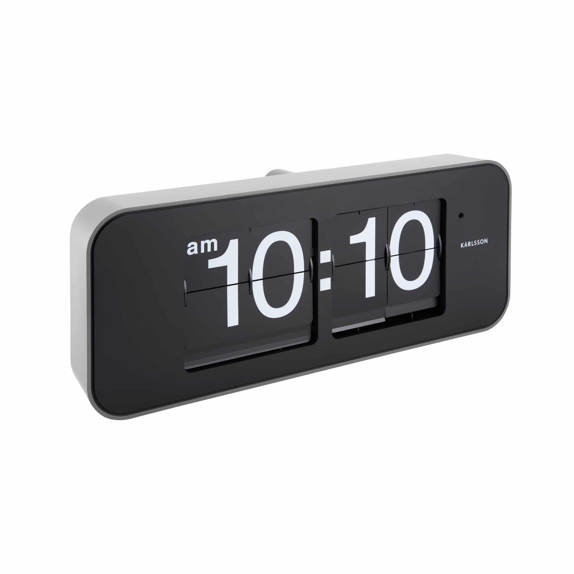 Karlsson Silver, Black Wall Clock Wide Flip Silver Casing, Black Dial
