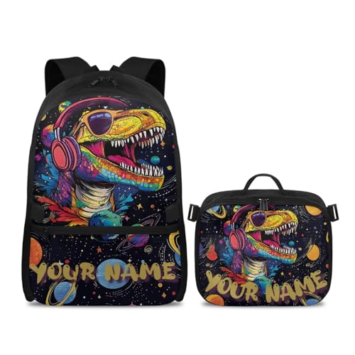 Personized Name Funny Dinosaur Backpack for Boys 12-14 Detachable Customized Name Lunch Bag with Handle for Elementary Middle School3