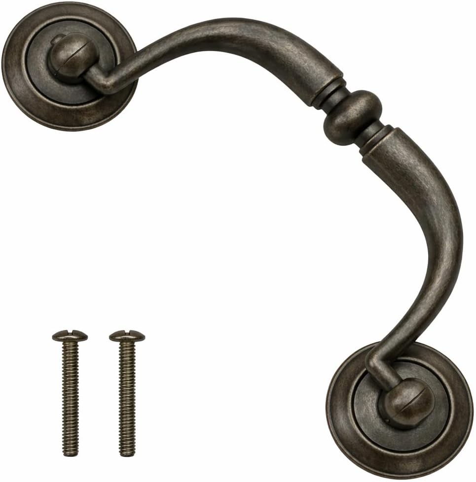 3.25" Drawer Pulls Vintage Style Bail Drop Handles 82mm Antique Dark Brass Retro Cabinet Hardware Bronze Oil-Rubbed Solid Metal Rustic Kitchen Bath Dressers Cupboard Wardrobe 3 1/4" Center Spacing
