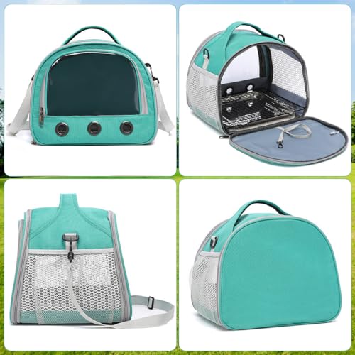 Image of Qpets Small Animal Carrier, Bird Carrier Bag with Shoulder Strap & Handle, Travel Pet Carrier Cage for Small Pet Carrier Bag for Birds, Guinea Pig, Squirrel, Hamster (Recommended weight 3-4KG)