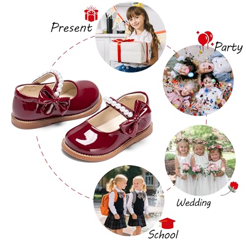 Image of PHIRAMIN Toddler Girl Mary Jane Dress Shoes-Little Girl School Uniform Shoes for Wedding Party