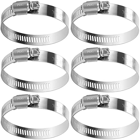 drado Jubilee Hose Clips 40-63mm Stainless Steel Pipe Clamps, 6 Pack Worm Drive Hose Clips Cover